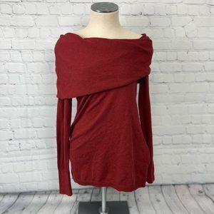 Shrinking Violet Red Off the Shoulder Sweater
